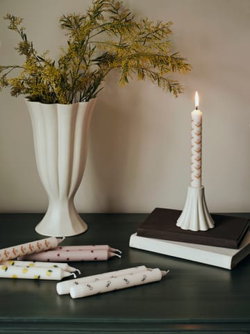 Tulip taper candles 2-pack - White-soft pink - Broste Copenhagen