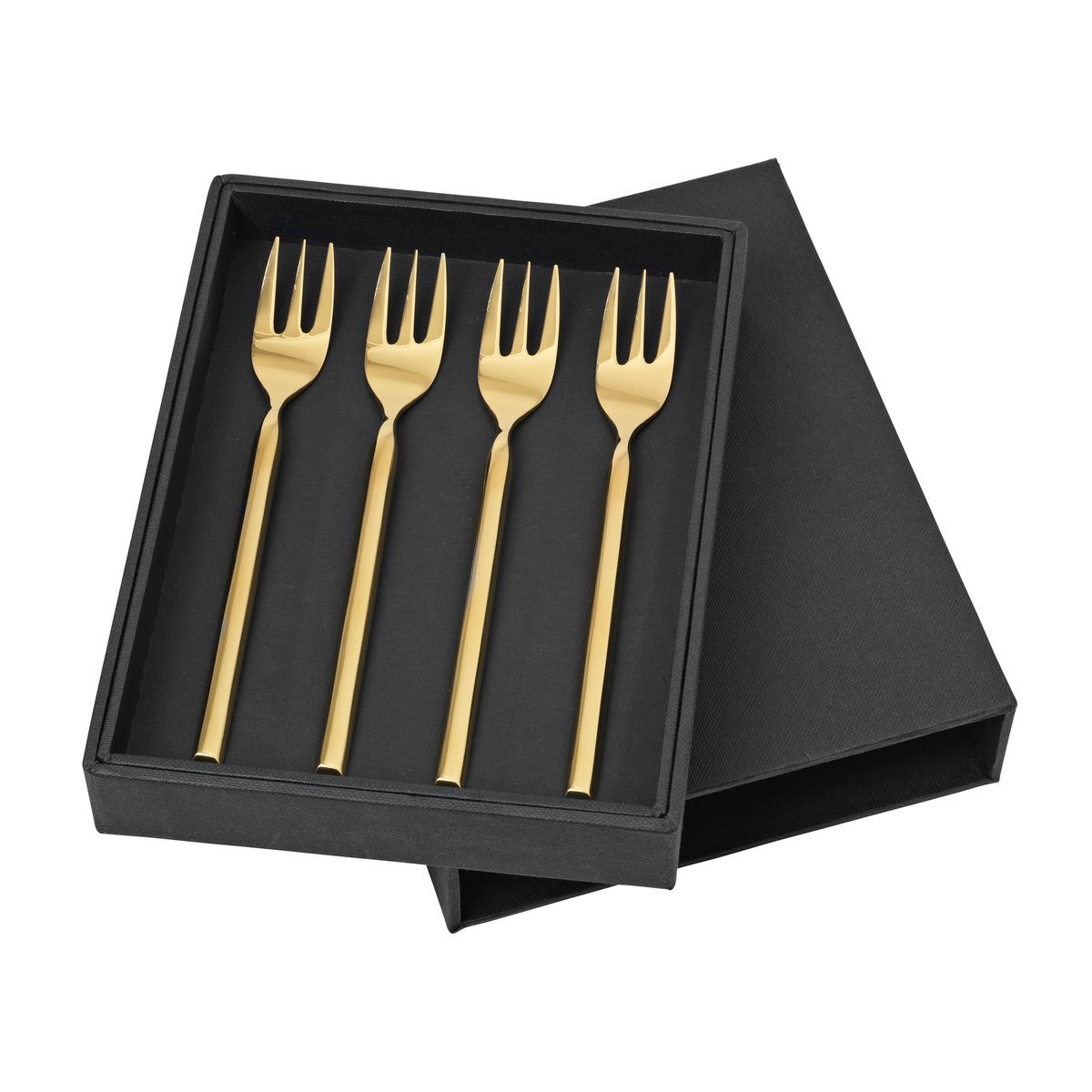 Broste Copenhagen Tvis fork 4-pack gold | Scandinavian Design | Table cutlery | Gold-coloured