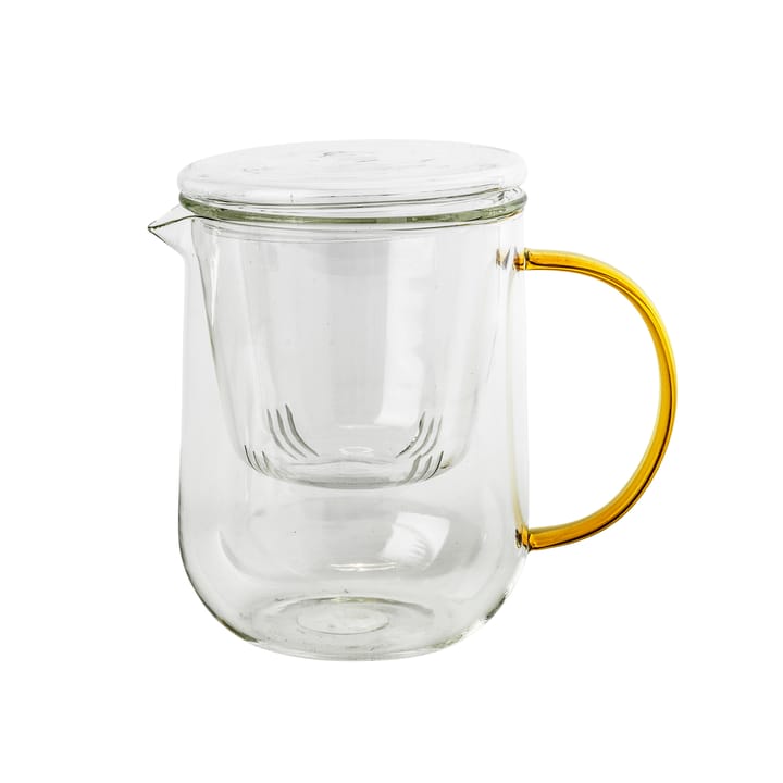 Wall teapot glass 1.05 l - clear-amber (gold) - Broste Copenhagen