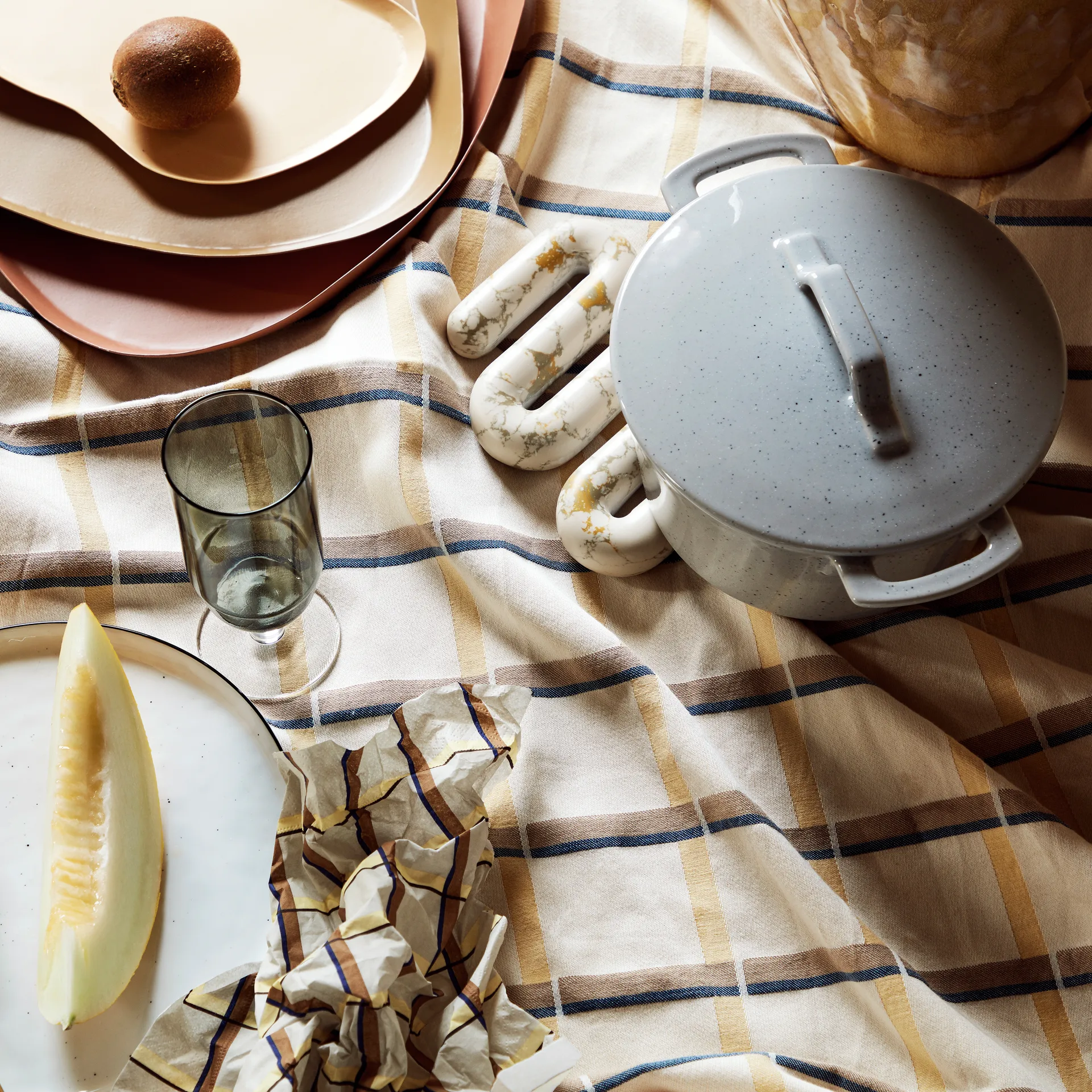 Zappa tablecloth 160x200 cm, pale banana yellow Broste Copenhagen