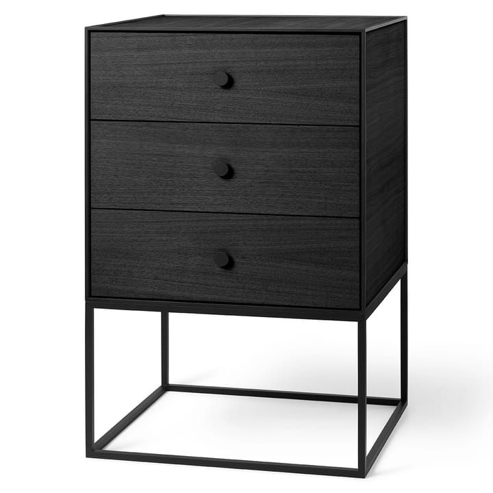 Frame 49 side table with three drawers - black-stained ash wood - By Lassen