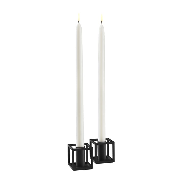 Kubus Micro candle holder 2-pack - Black - By Lassen