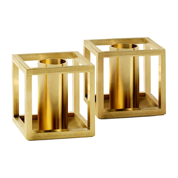 Kubus Micro candle holder 2-pack - Brass - By Lassen