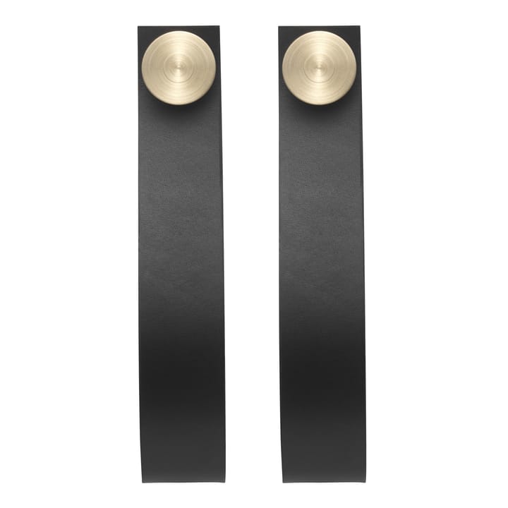 Stropp hanger 2-pack - black leather - brass button - By Lassen