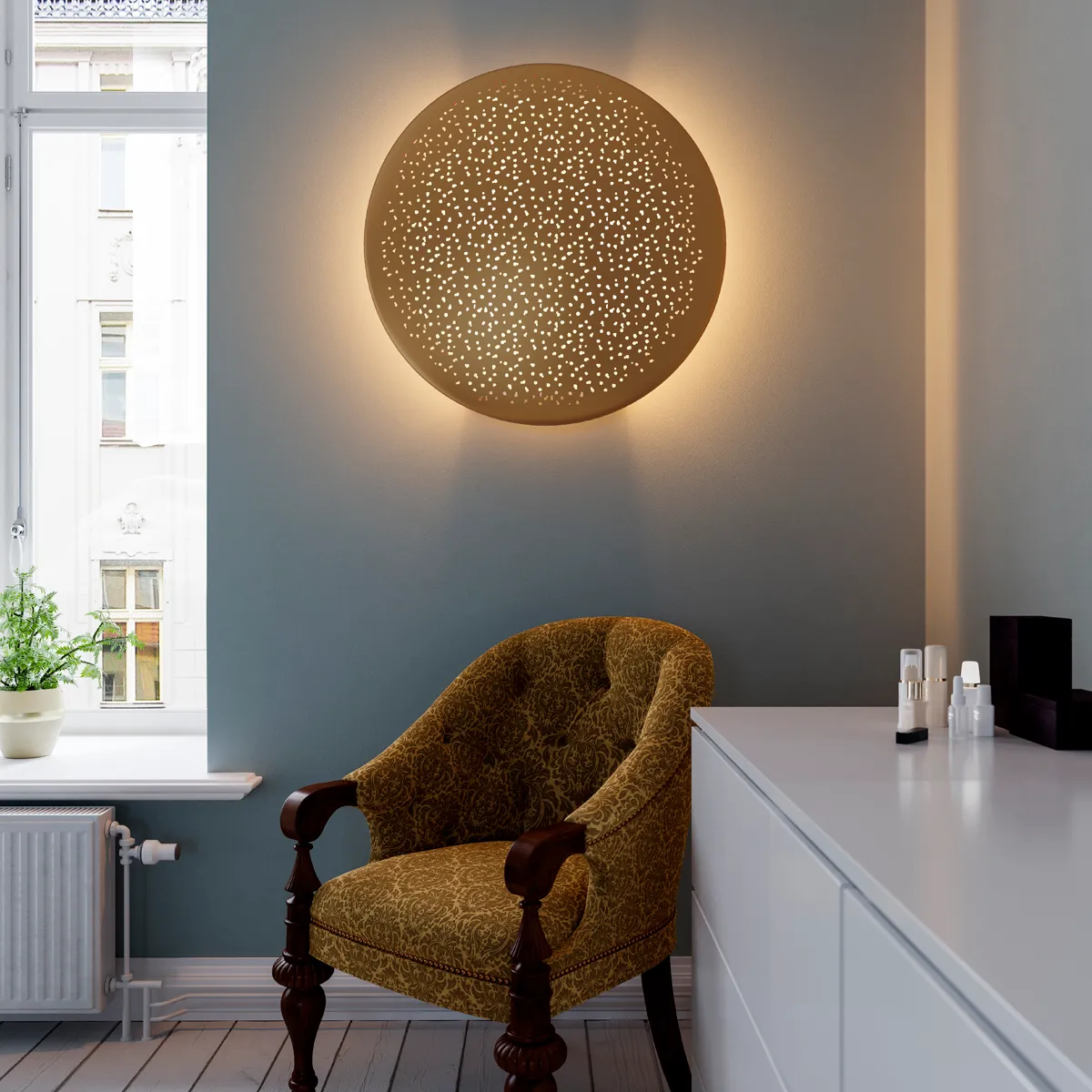 Colby wall lamp Ø70 cm, gold By Rydéns