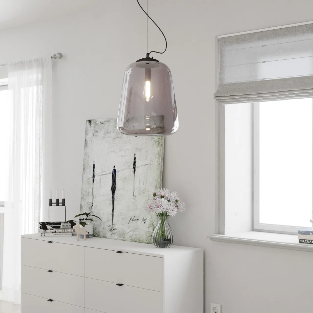 Leola ceiling lamp Ø33 cm, black-smoke grey By Rydéns