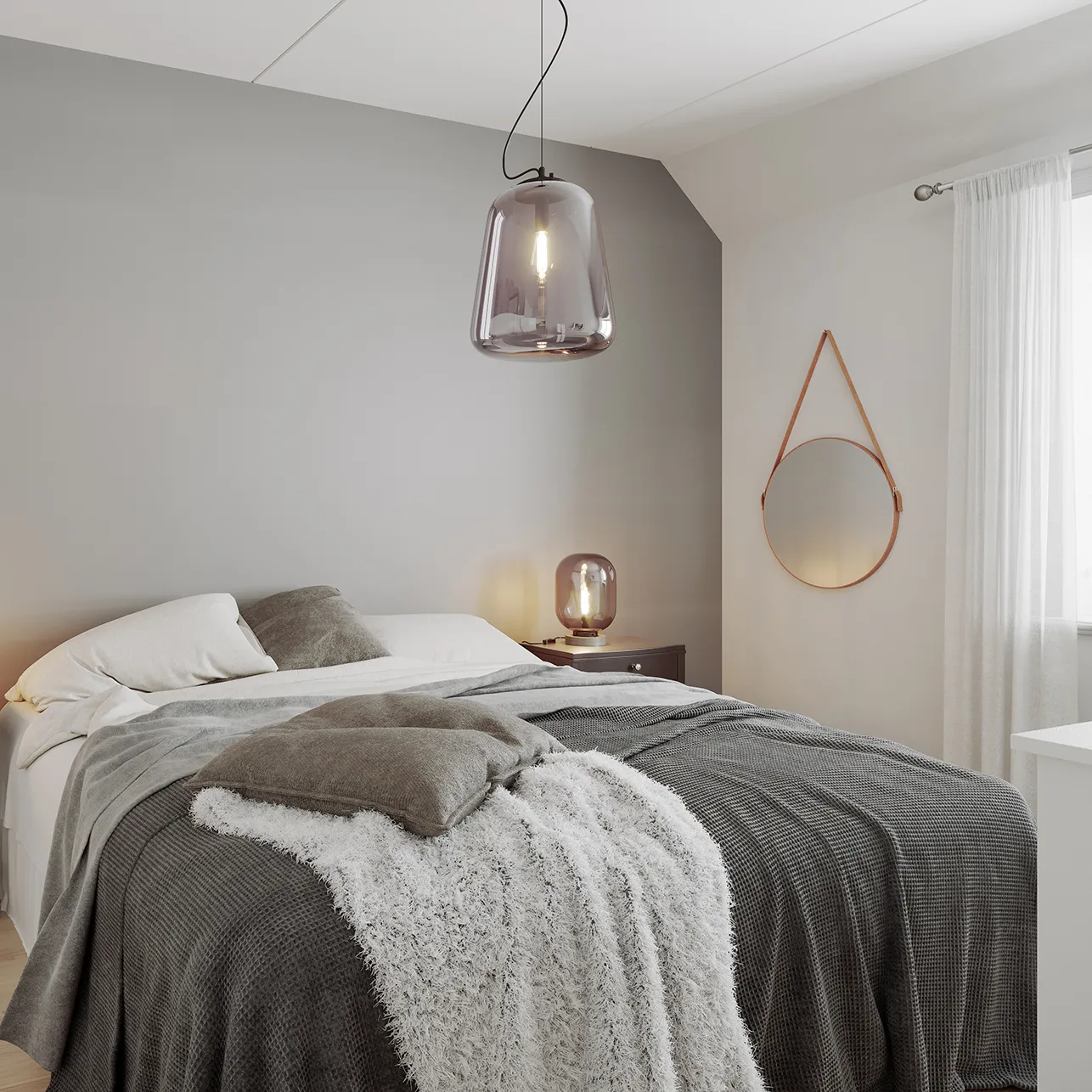 Leola ceiling lamp Ø33 cm, black-smoke grey By Rydéns