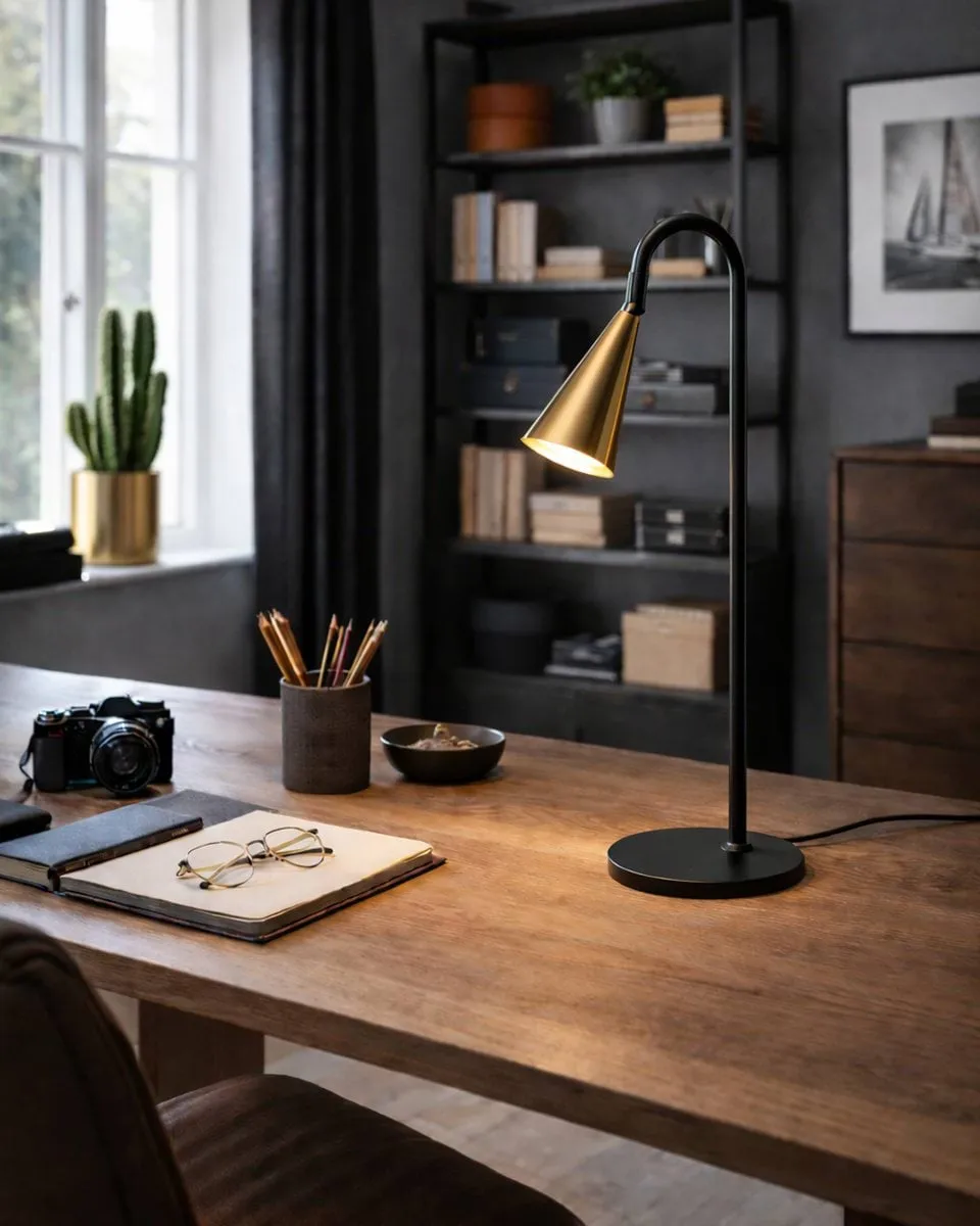 Spline table lamp, Black-brass, 55 cm By Rydéns