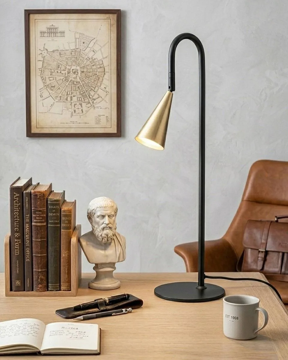 Spline table lamp, Black-brass, 55 cm By Rydéns