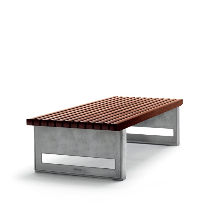 Block bench - Mahogany, wide, raw aluminum stand - Byarums bruk