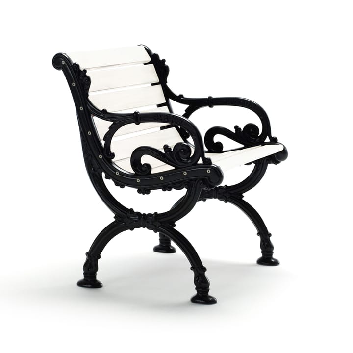 Byarum armchair - White lacquered pine, black stand - Byarums bruk