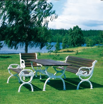 Byarum armchair - White lacquered pine, raw aluminum stand - Byarums bruk