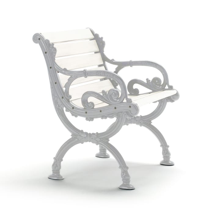 Byarum armchair - White lacquered pine, raw aluminum stand - Byarums bruk