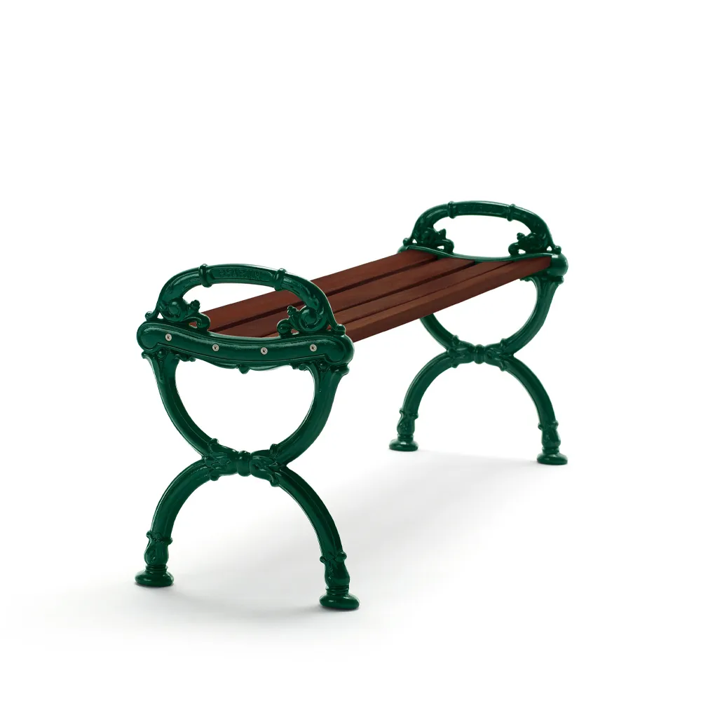 Byarum Bench, Pine brown glaze, green stand Byarums bruk