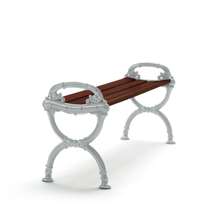 Byarum Bench - Pine brown stain, raw aluminum stand - Byarums bruk