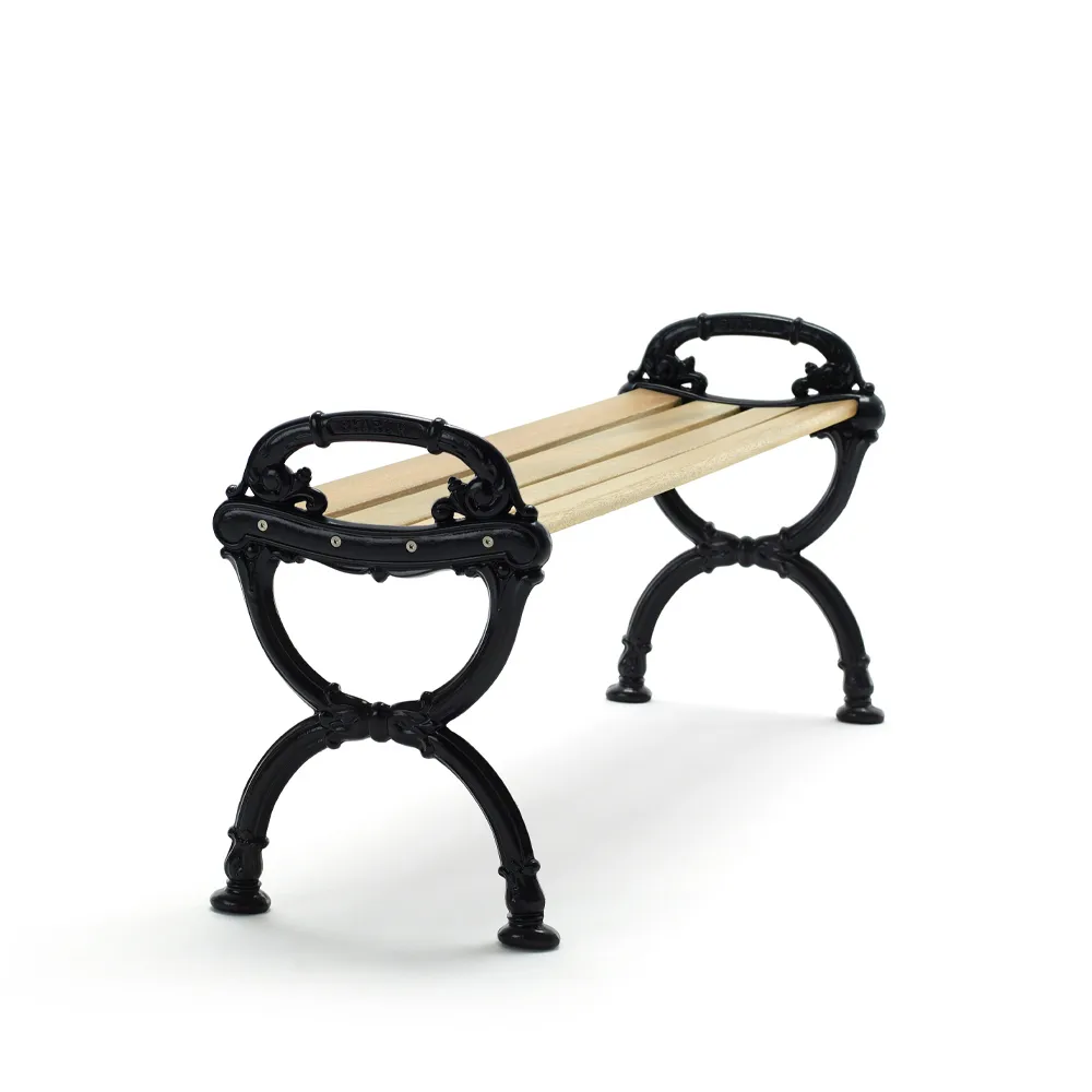 Byarum Bench, Pine impregnation, black stand Byarums bruk