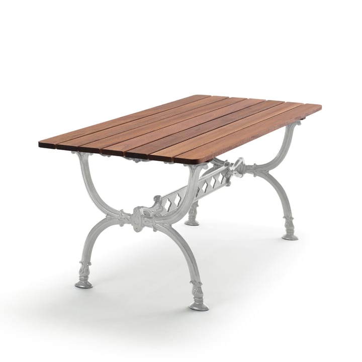 Byarum table 142x72 cm - Mahogany, raw aluminum stand - Byarums bruk