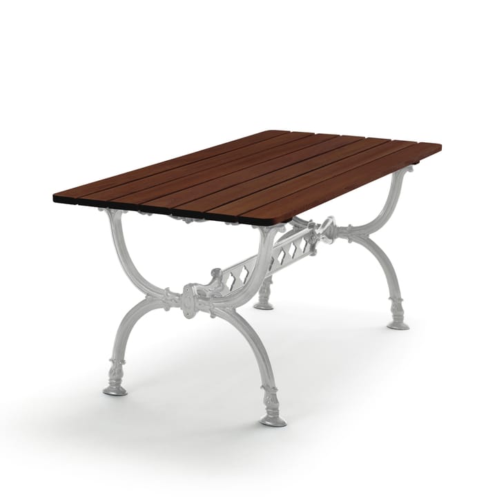 Byarum table 142x72 cm - Pine brown glaze, raw aluminum stand - Byarums bruk