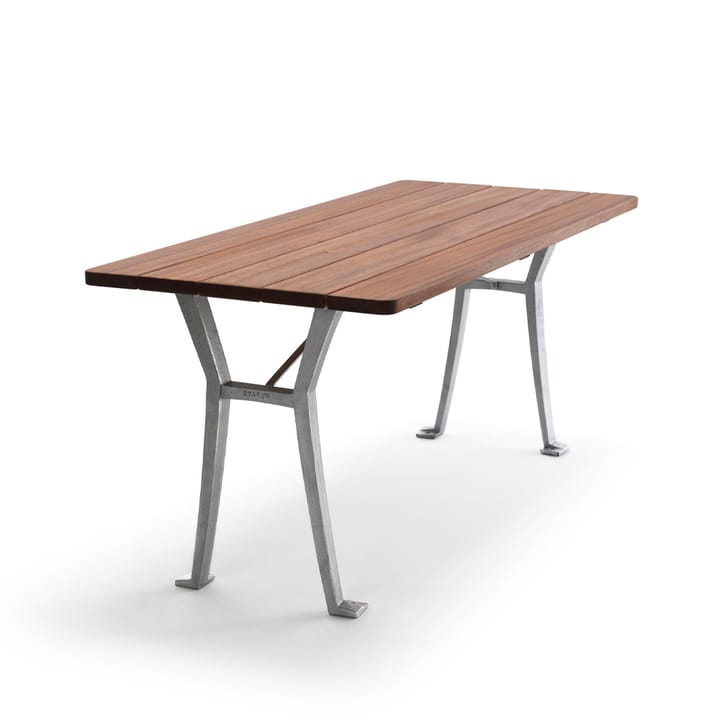 Lessebo table - Mahogany, raw aluminum stand - Byarums bruk