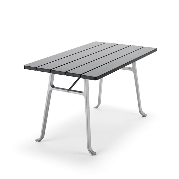 Seriff table - Mahogany black glaze, raw aluminum stand - Byarums bruk