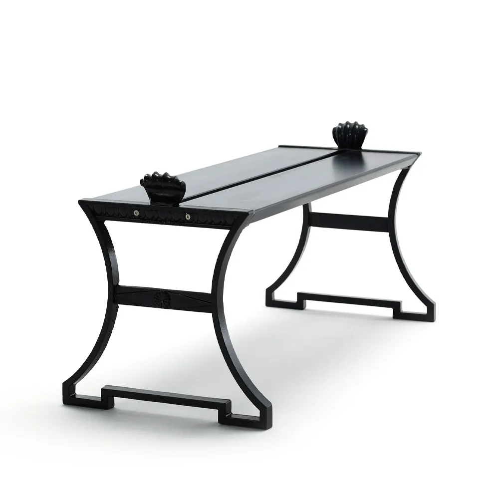 Sneckan bench, Black lacquered pine, black stand Byarums bruk