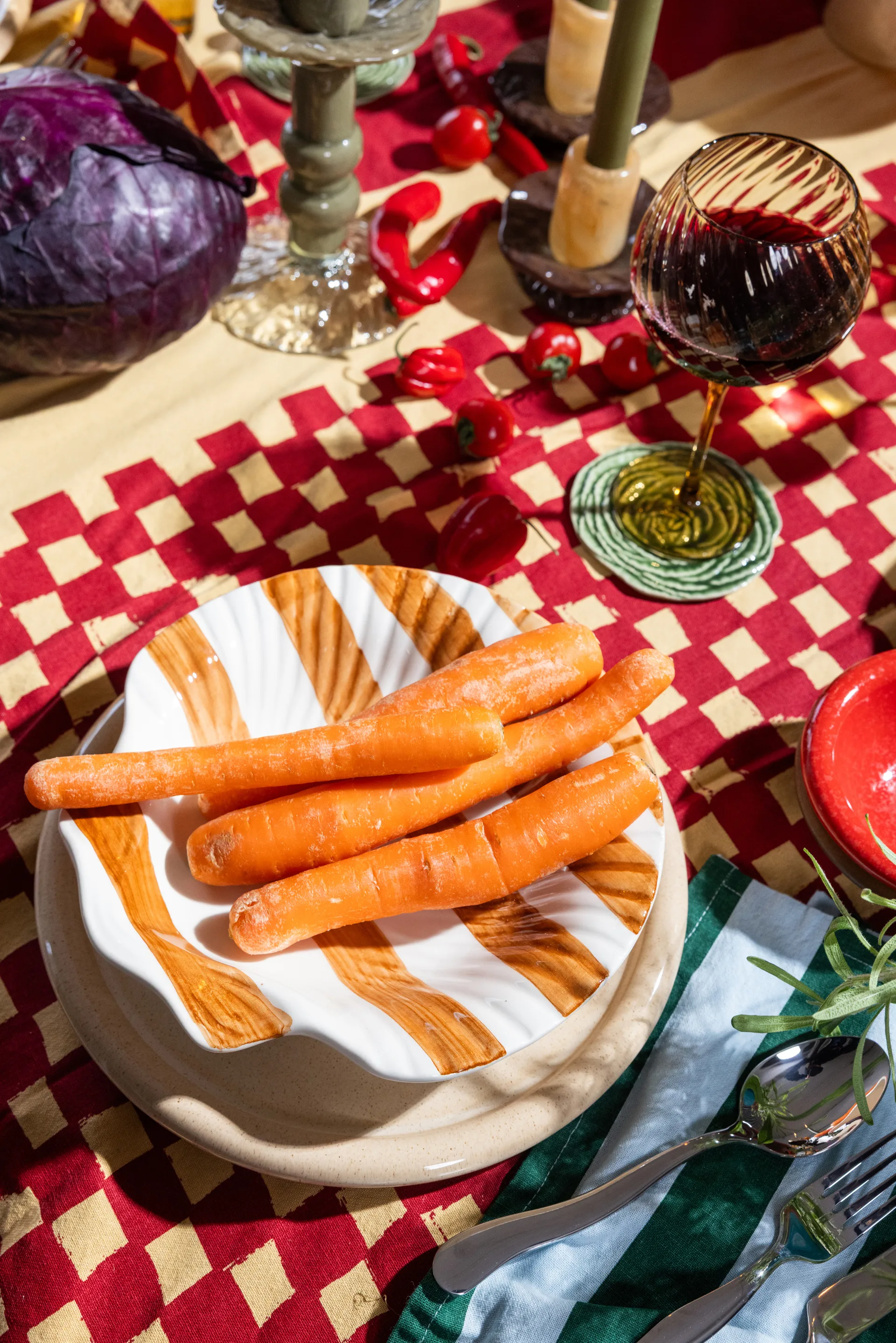 Armona stripe plate 23.5x23.5 cm, Light brown-white Byon