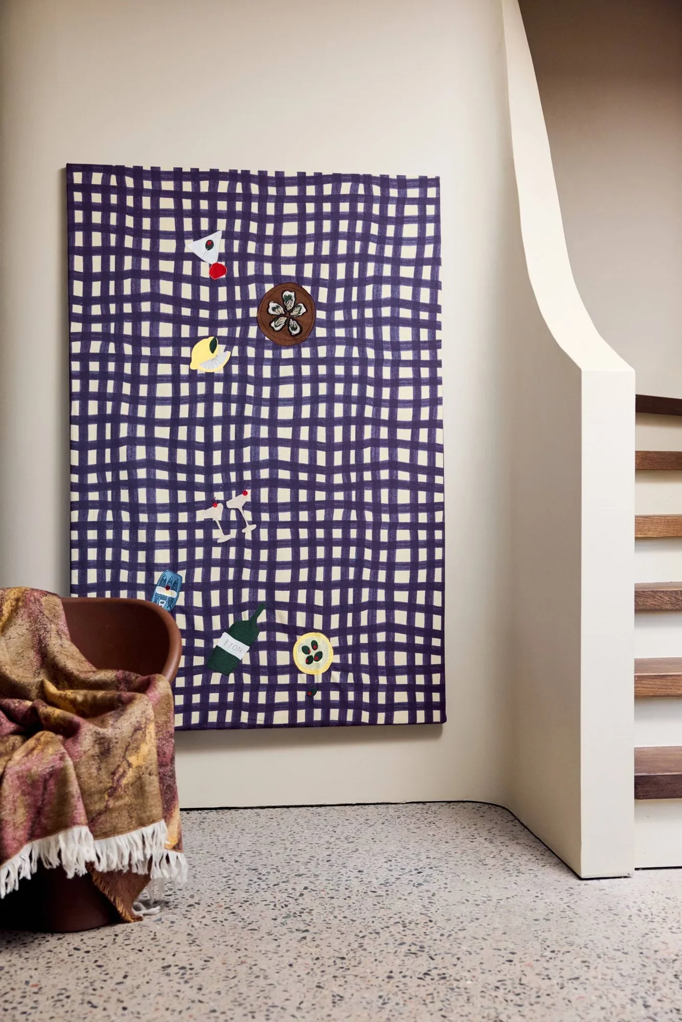 Blue blanket, Brown-beige-wine red, 130x170 cm Byon