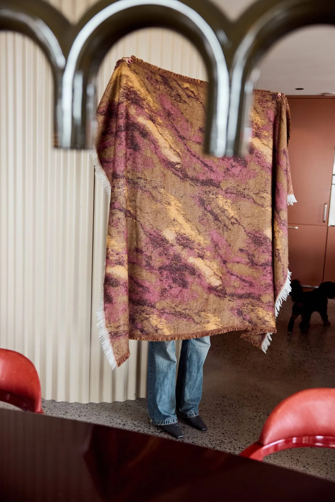 Blue blanket, Brown-beige-wine red, 130x170 cm Byon
