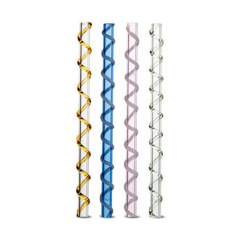 Celebrate straws 4-pack - Blue-Amber-Pink-Green - Byon