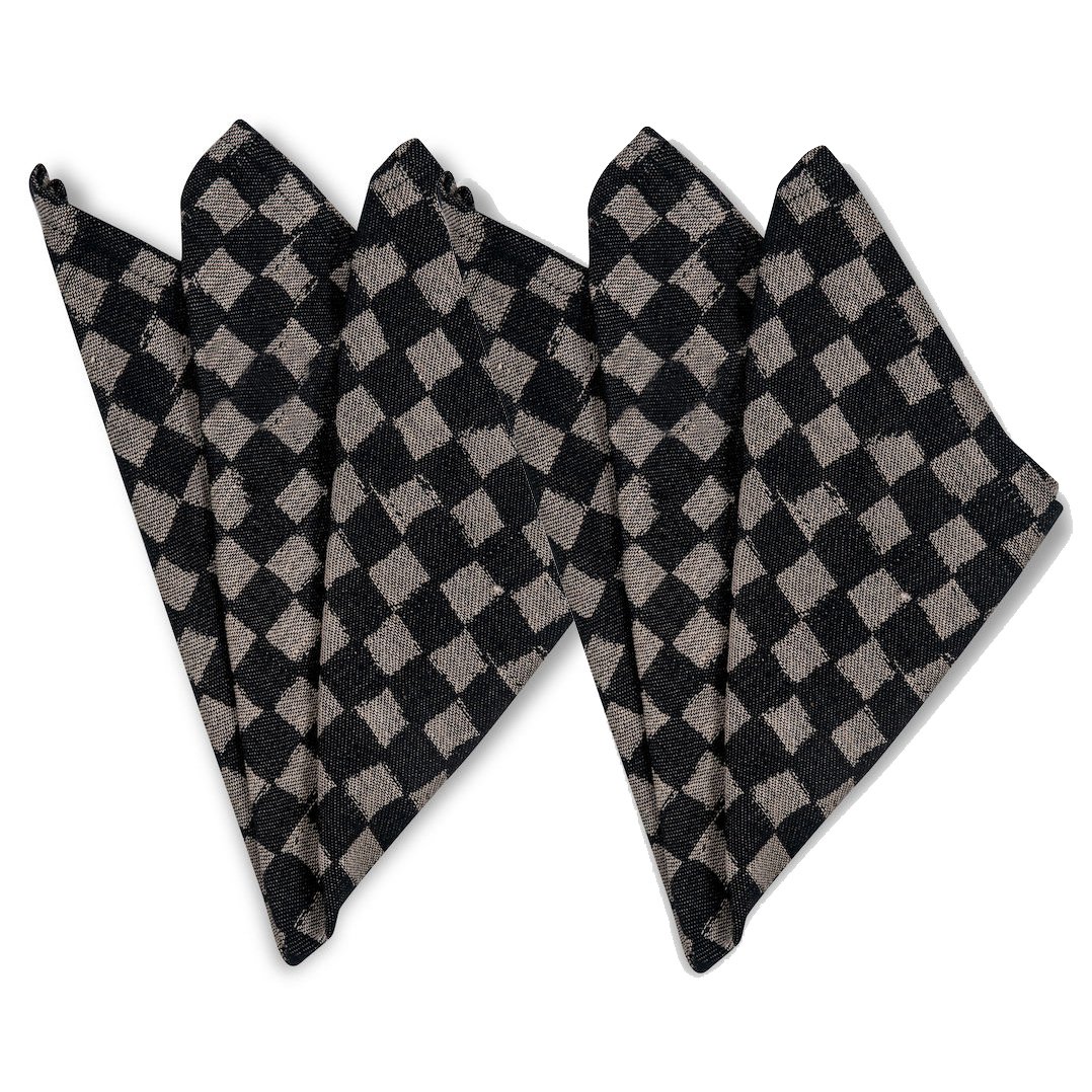Byon Checki fabric napkin 2-pack Black | Scandinavian Design | Linen & cotton napkins | Black
