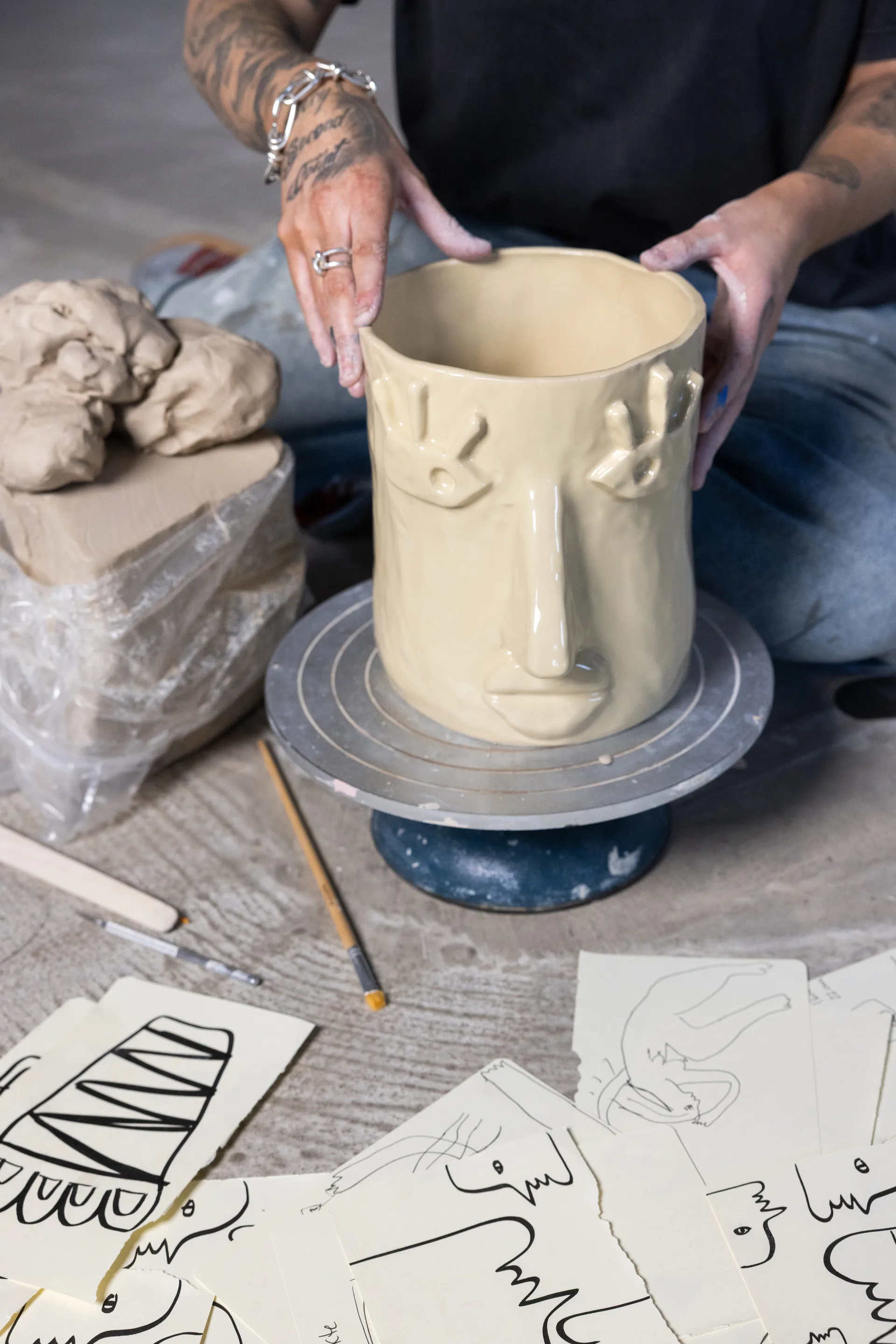 Facy pot L 24x19x22 cm, Beige Byon