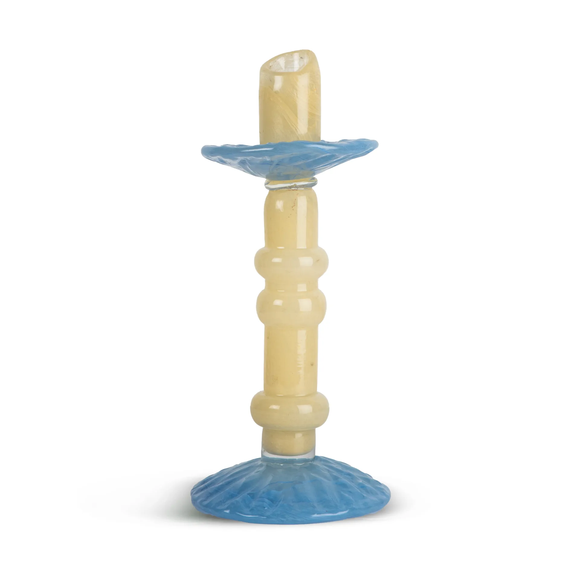 Lara candle holder M 26 cm, Light beige-light blue Byon