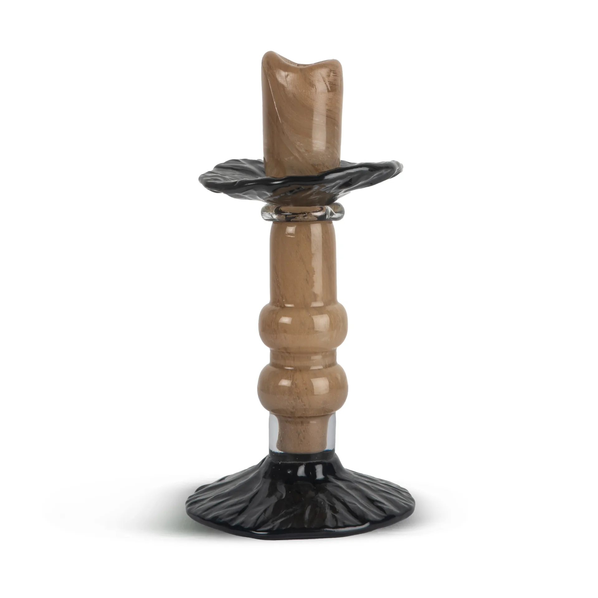 Lara candle holder S 22 cm, Beige-black Byon