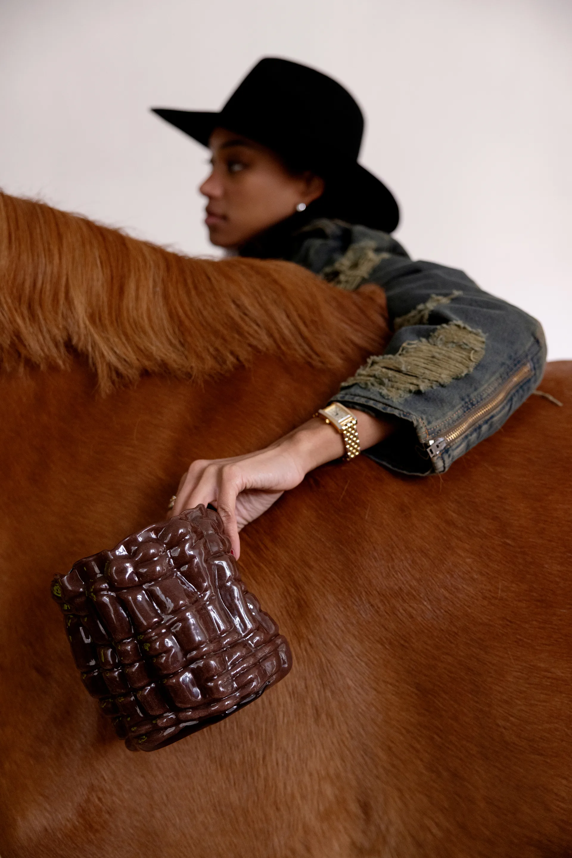 Laranne candle holder Ø15 cm, Brown Byon