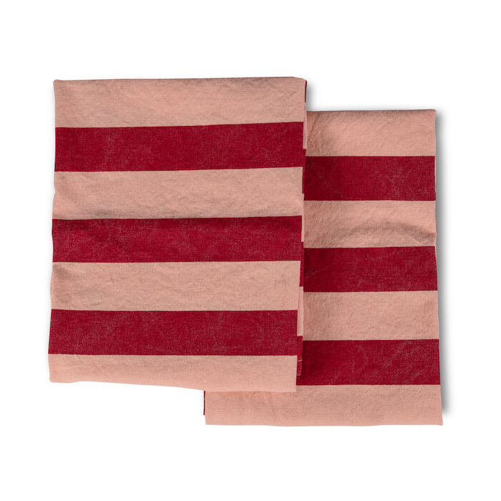 Byon Leya stripe kitchen towel 50x70 cm 2-pack Red-pink