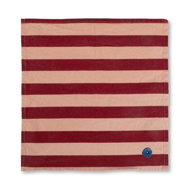 Byon Leya stripe napkin 45x45 cm 2-pack Red-pink | Scandinavian Design | Linen & cotton napkins | Red