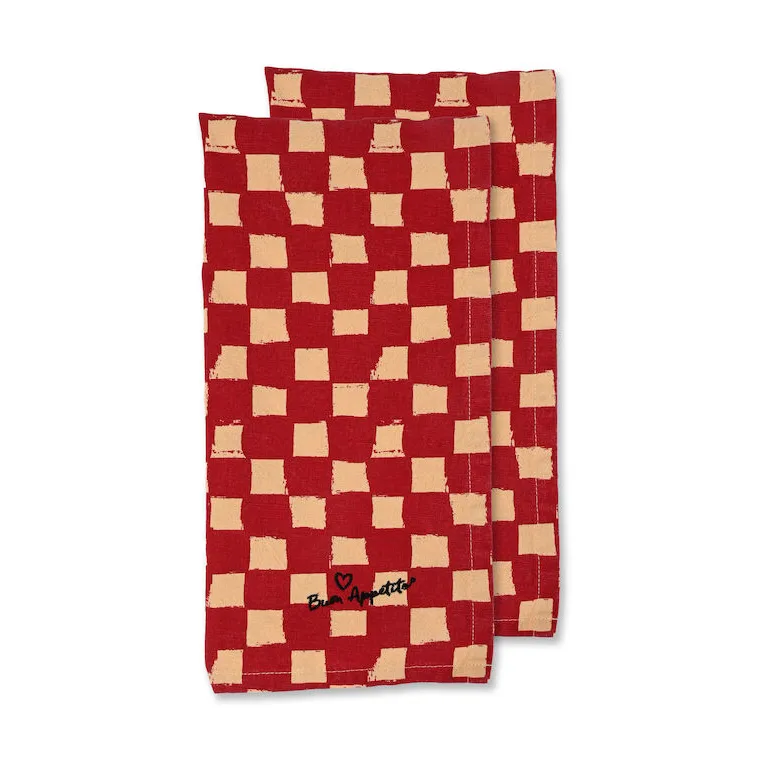 Byon Love kitchen towel 50x70 cm 2-pack Red Sand | Scandinavian Design | Kitchen tea towels | Red