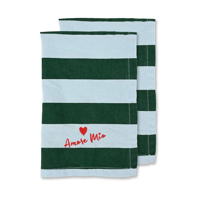 Byon Love napkin 45x45 cm 2-pack Green-light blue | Scandinavian Design | Linen & cotton napkins | Green