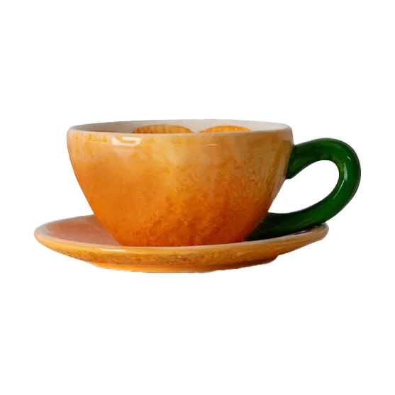 Byon Mandarie cup with saucer 25 cl Orange | Scandinavian Design | Coffee cups | Orange