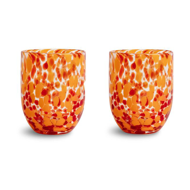 Byon Messy Glass 30 cl 2-Pack Red-orange | Scandinavian Design | Drinking glasses & tumblers | Red