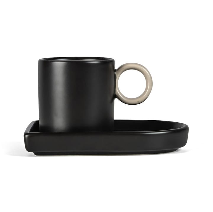 Niki espressocup with saucer - Black-beige - Byon