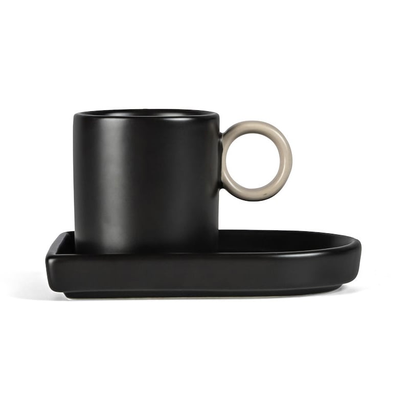 Byon Niki espressocup with saucer Black-beige | Scandinavian Design | Espresso cups | Black