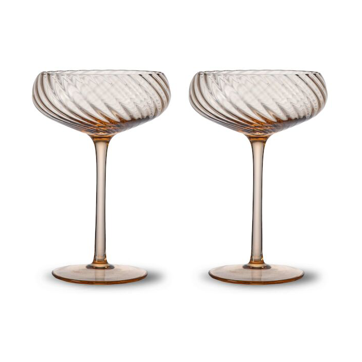 Byon Opacity champagne coupe 300 ml 2-pack Peach. | Scandinavian Design | Champagne glasses | Brown