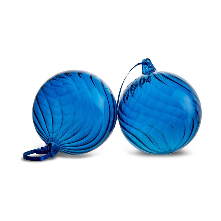 Opacity Christmas tree bauble M Ø8 cm 2-pack - Blue - Byon