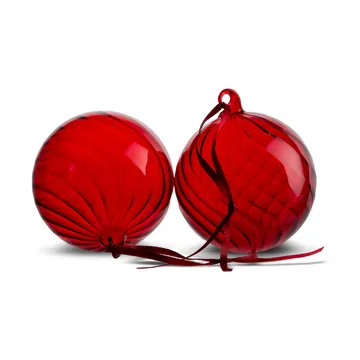 Opacity Christmas tree bauble M Ø8 cm 2-pack - Red - Byon