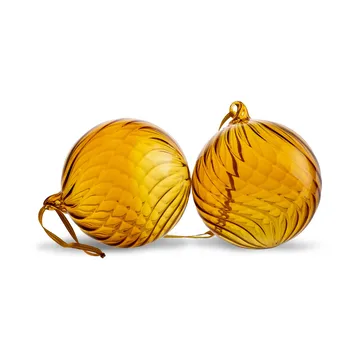 Opacity Christmas tree bauble M Ø8 cm 2-pack - Yellow - Byon