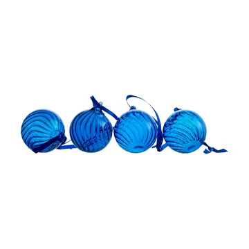 Opacity Christmas tree bauble XS Ø4 cm 4-pack - Blue - Byon