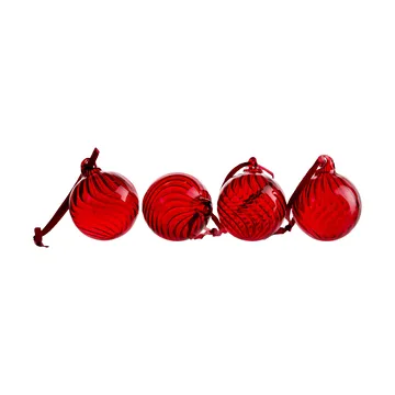Opacity Christmas tree bauble XS Ø4 cm 4-pack - Red - Byon