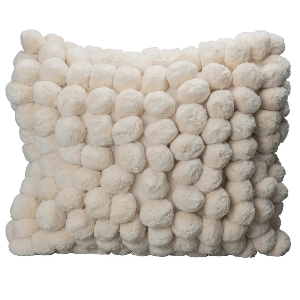 Byon Pom Pom cushion 45x45 cm Off white | Scandinavian Design | Cushions | White