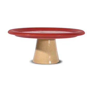 Porto cake plate Ø26x11 cm - Red-beige - Byon